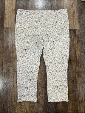 Mario Serrani Blue Floral on Cream Cropped Pants. Size XXL